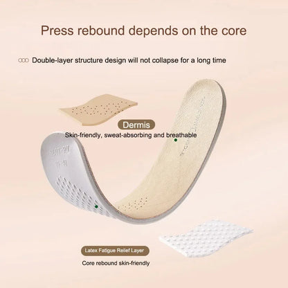 Cowhide Insoles for Shoes Arch Leather Latex Sports Insole Support Shoe Pads Shock Absorbing Plantar Fasciitis Template Inserts