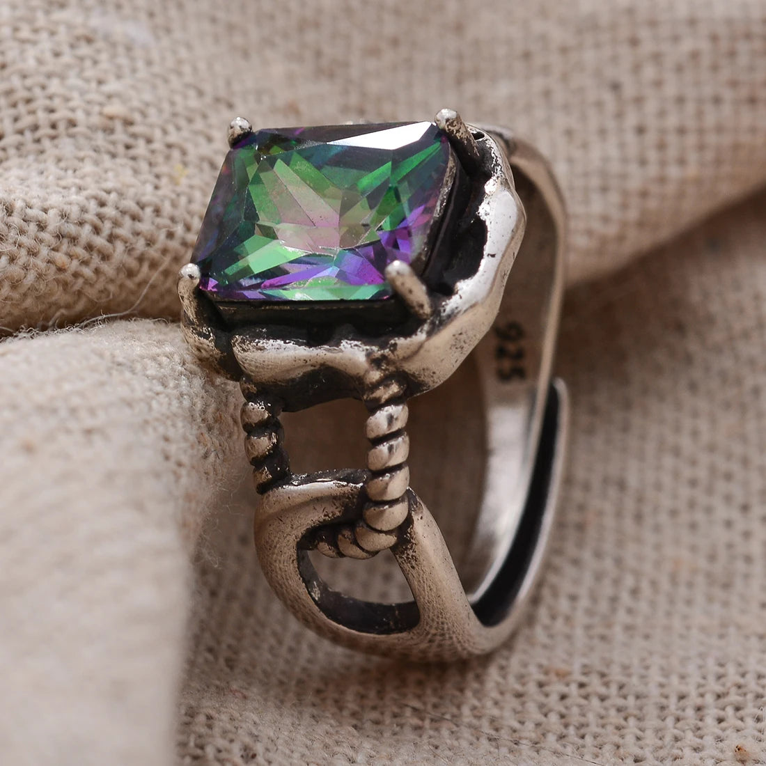 High Quality Retro Thai Silver Shiny Colorful CZ Zircon Star Female Party Ring Jewelry For Women Halloween Gift Never Fade