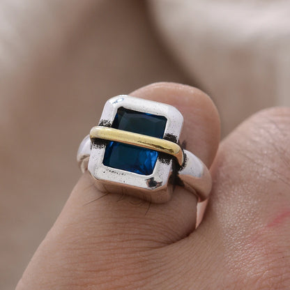 New Arrival Trendy Blue Crystal Retro Thai Silver Ladies Finger Ring For Women Hand Jewellery Accessories Never Fade