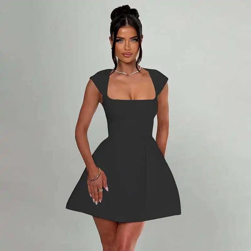 Townlike Pocket Elegant A-line Dress Women Mini 2024 Spring Summer Dress Deep V Neck Nightclub Sexy Party Dresses Vestidos