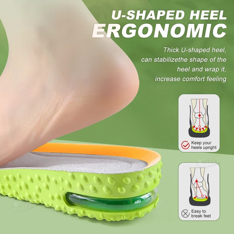 【Xxin】1.5/2.5/3cm Height Increase Insoles  Air Cushion Shock Absorption Shoe Cushion Pad Men Women Soft Breathable Insole