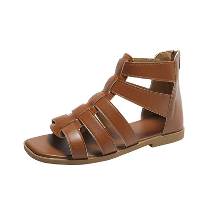 Women's Sandals Summer Elegant Casual Low Heels Flats Gladiator White Fish Toe with Best Selling Woman Shoes
