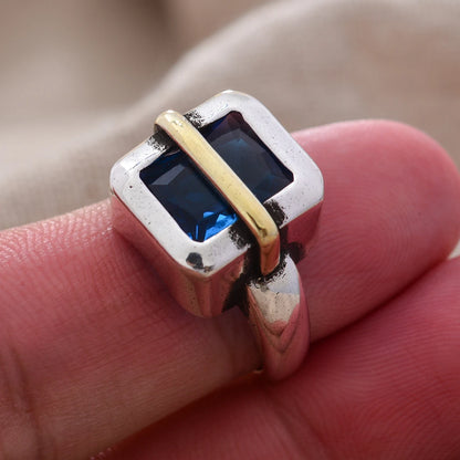 New Arrival Trendy Blue Crystal Retro Thai Silver Ladies Finger Ring For Women Hand Jewellery Accessories Never Fade