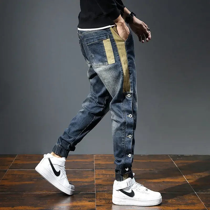 With Pockets Jeans for Men Kpop High Quality Korean Trousers Fashion Stacked Luxury Aesthetic Original Cotton Man Cowboy Pants