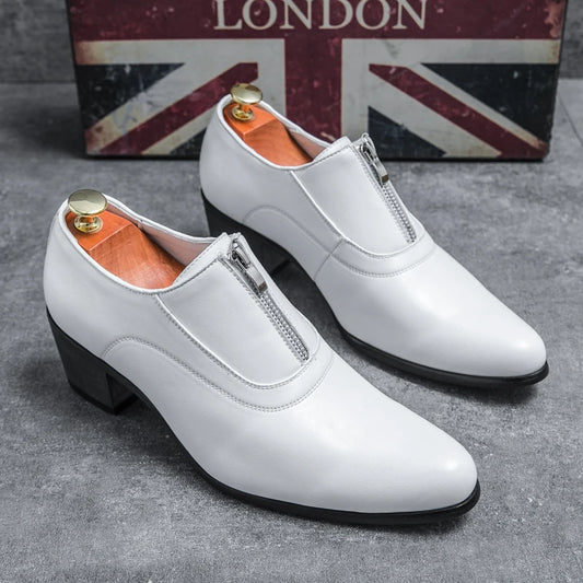 Mens High Heels Dress Shoes Formal Elegant Men's Oxfords High Heels Shoes Casual Business Office Party Loafers Wedding