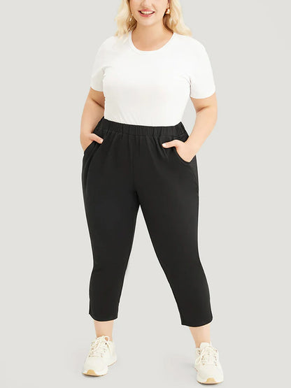 American women's plus size high luxury fashion style street high sense of tight slim nine-point pants