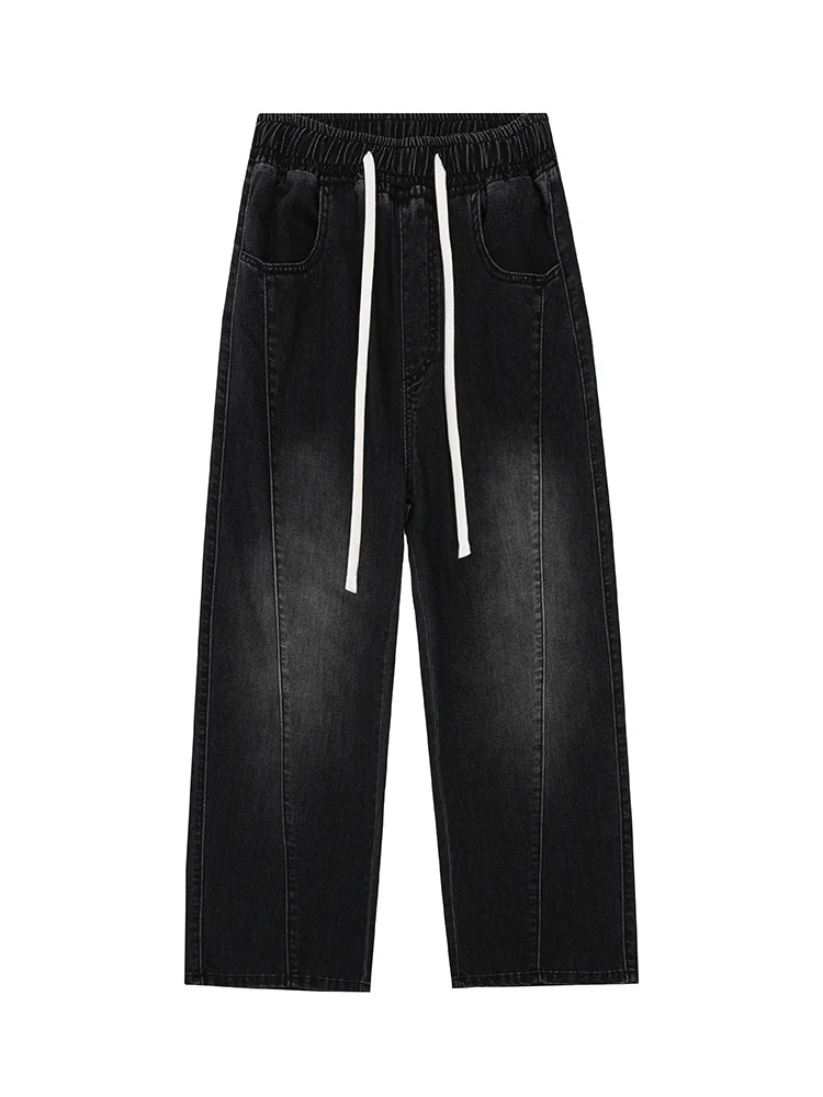 Summer Lyocell Jeans Men Korean Fashion Wide Leg Straight Denim Pants Light and Thin Cool Baggy Jeans Trousers