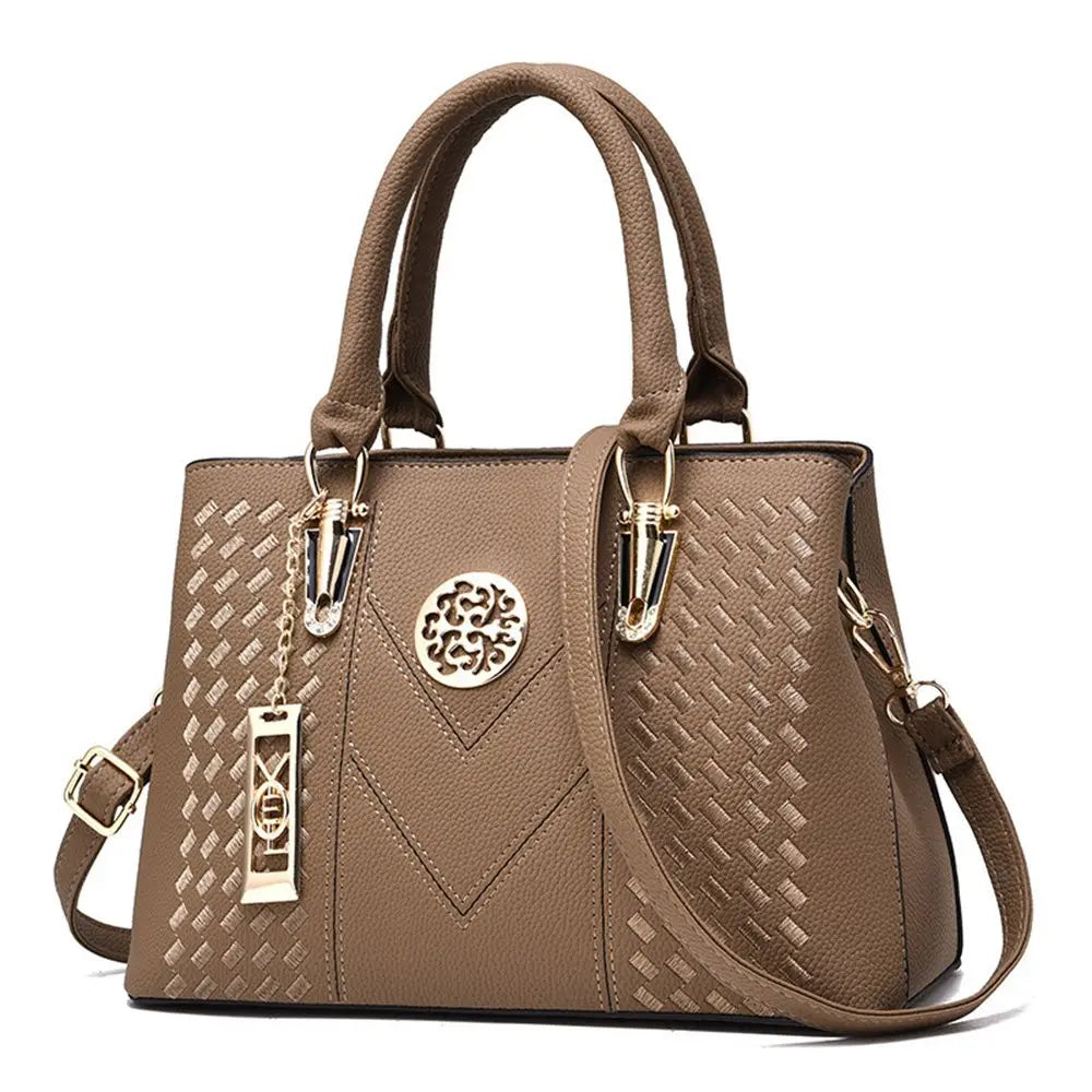 Women's Handbag Metal Hollow Carving Decor Shoulder Bag Fashion Purse Leather Bag Large Capacity Handbag Satchel Bag Mom's Bag