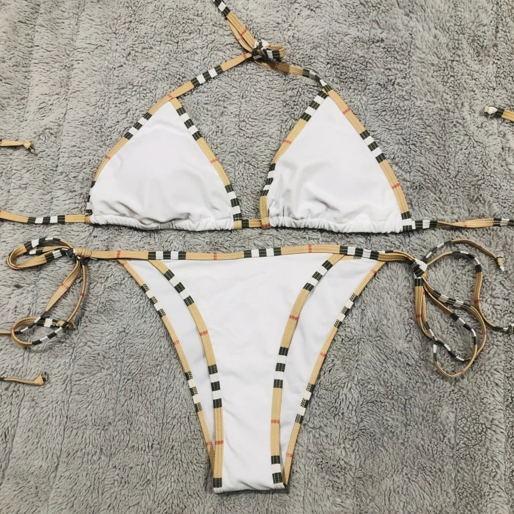 Luxurious Strappy Bikini Set High End Designer Summer Beach Swimwear Women Vogue Sexy Summer Vacation Pool Party Tankini