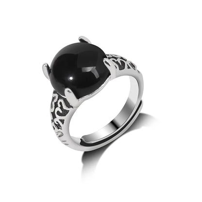 Rose Quartzs Rings Natural Stone Labradourites Beads Rings Silver Color Rings Party Wedding Anniversary Engagement Gifts Jewelry