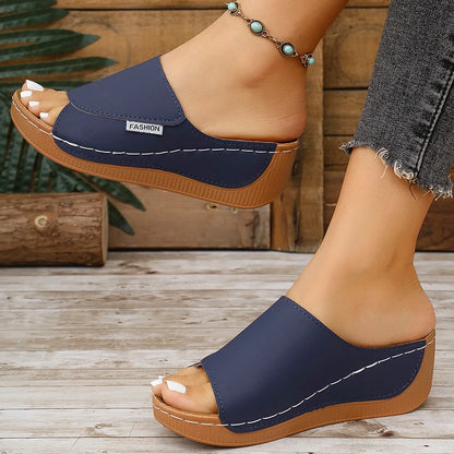 Summer Shoes Women Sandals Beach Walking Shoes Slip On Shoes For Women Wedge Sandals Woman Retro Women Slippers Footwear Female