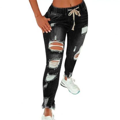 4XL Women Jeans Ripped Vintage Woman's Distressed Jeans Streetwear Hip Hop High Waist Pants Skinny Denim Trousers джинсы женские