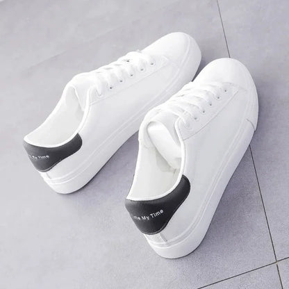 PU Leather White Shoes New Fashion Platform Shoes Solid Color Casual Shoe Classic Sneakers