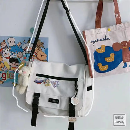 Japanese Harajuku Crossbody Bags Women 2025 Preppy Style Patchwork Color Shoulder Bag Collage Student Messenger Bag Handbags