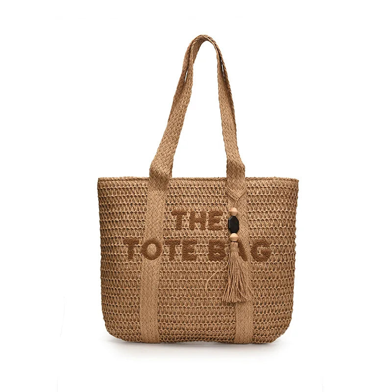 French Style Large Capacity Woven Straw Woven Bag for Women New Beach Vacation Shoulder Bag Casual Commuting Tote Bag Purse