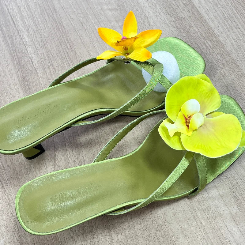 Flower Ladies Sandals Brand Luxury New Summer Clip-toe Cool Travel Beach Slippers Convenient Comfortable Exquisite High Heels