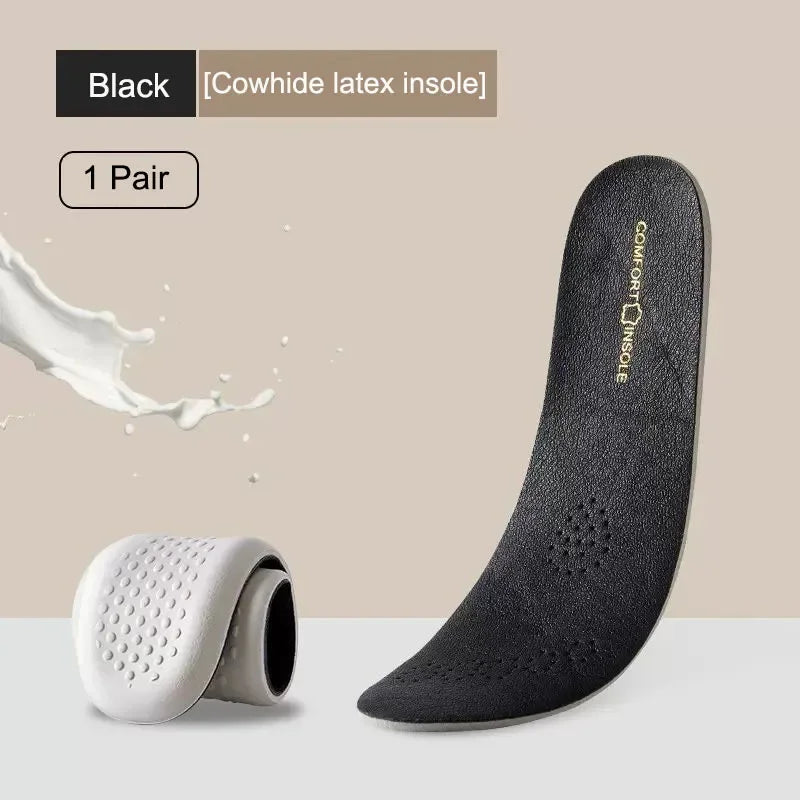Cowhide Insoles for Shoes Arch Leather Latex Sports Insole Support Shoe Pads Shock Absorbing Plantar Fasciitis Template Inserts