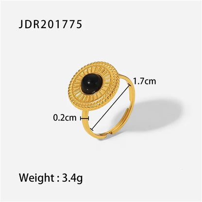 Youthway New Design Natural Stone Stainless Steel Ring Women Waterproof Stylish Golden Jewelry 2022 NEW Set