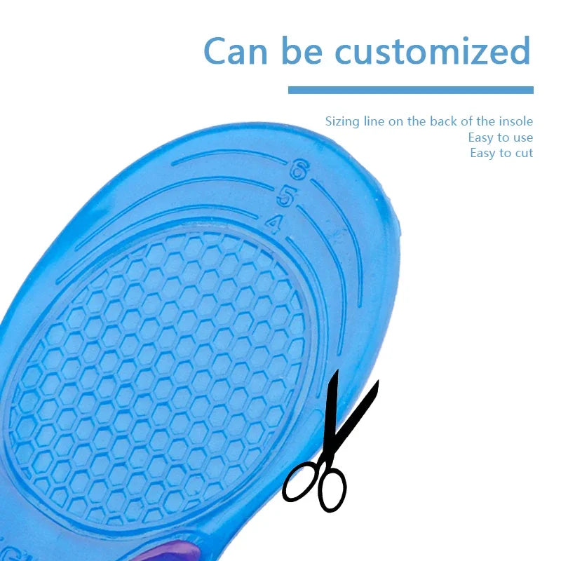 Orthopedic Arch Support and Foot Pain Massaging Silicone Gel Soft Sport Shoe Insole Pad for Man Women Insoles Anti-Shock 1Pair