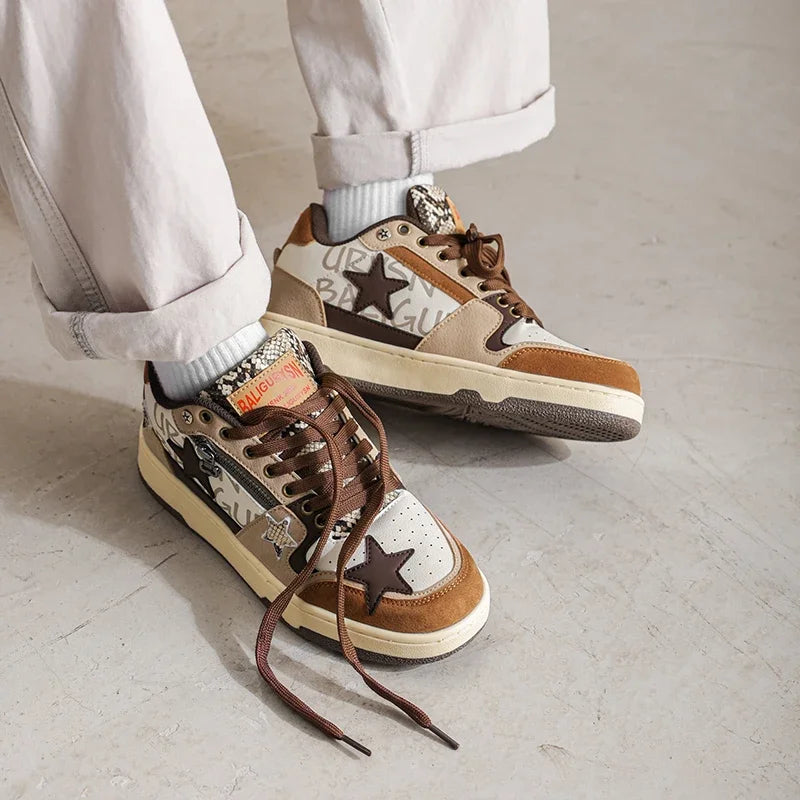 2025 New men's vulcanized casual shoes Lace outdoor men's sneakers Comfortable shoes Breathable modern men's skateboarding shoes