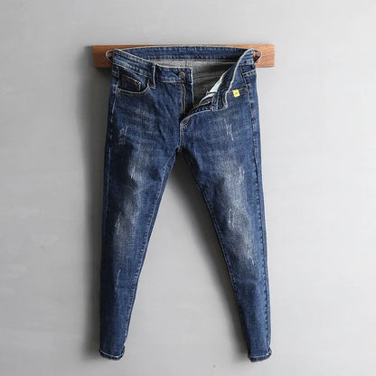 Fashion 2022 Social Spirit Guy Cowboy Stretch New Denim Jeans Man's Trendy Trousers Brand Jean Slim Homme Pencil Pants Men