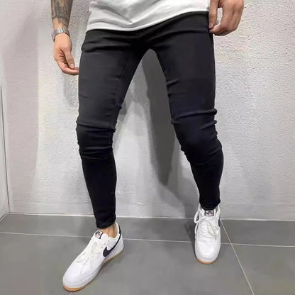 Spring Men Classic Elasticity  Pencil Jeans Jean Homme Man Soft Stretch Black Biker Masculino Denim Trousers Mens Solid Pants