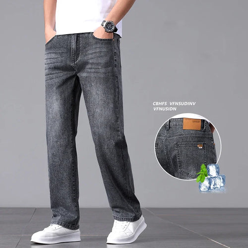New Jeans for Men in Spring and Summer 2025 Cotton Elastic High-quality Loose Straight Tube Trendy Cotton Elastic Trousers 28-40