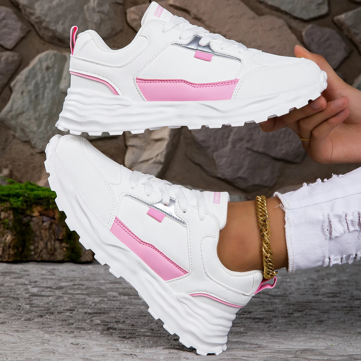 Sneakers Women Lace Up Flats Ladies Outdoor Running Walking Shoes Comfortable Breathable Female Footwear Big size zapatos mujer