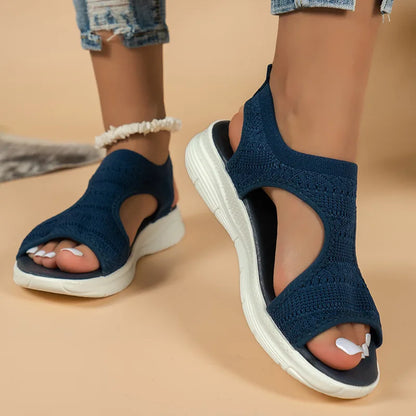 Women Summer Shoes New Mesh Fish Platform Sandals Women's Open Toe Wedge Sandals Ladies Light Casual Shoes