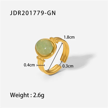 Youthway New Design Natural Stone Stainless Steel Ring Women Waterproof Stylish Golden Jewelry 2022 NEW Set