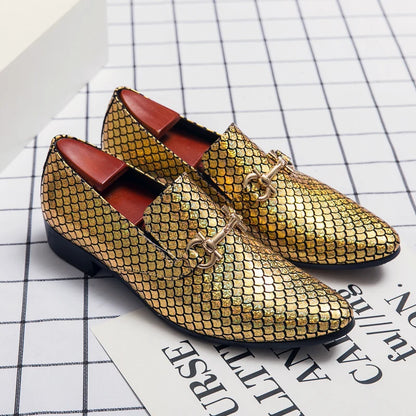 Men Classic Lefu Shoes Gold Silver Casual Business Dress Shoes European and American Wedding Show Shoes Size 38-48 Men Shoes