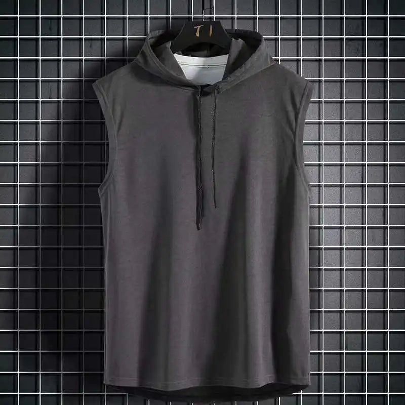 Brand New Solid Color  Men's Tank Tops Vest Sleeveless Tees For Male Hooded Man Vests Tops Hip Hop Men Tank Top T shirt
