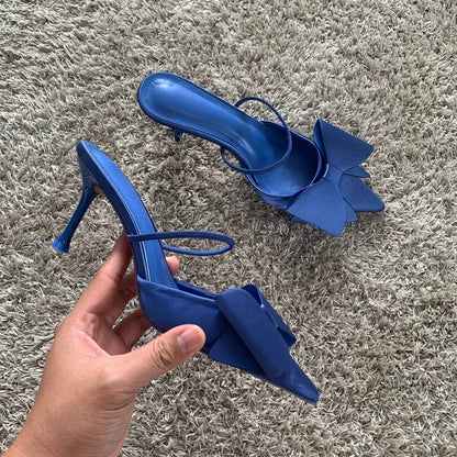 Women's Shoes 2024 New Fashion Bow Slingback High Heels Sexy Dress Stiletto Heel Pointed Toe Women High Heel Sandals