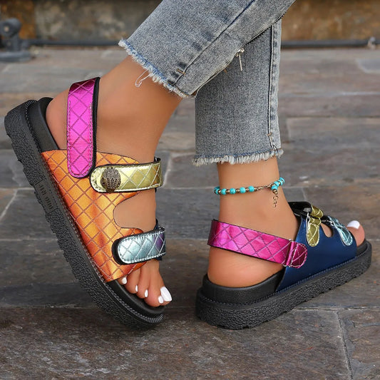 2025 New Summer Sandals Travel Women Shoes New Sandal Sole Durable Sandal Ladies Outdoor Beach Slippers Platform Sandals 35-43