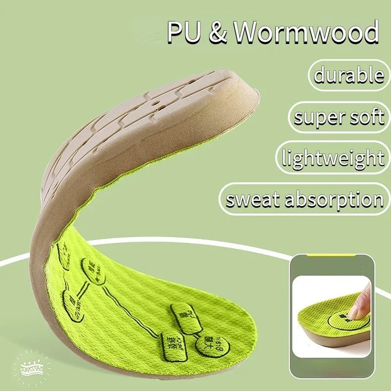 Wormwood Insoles Foot Acupressure Insole Men Women Soft Breathable Sports Pads Soft Sweat-absorbing Deodorant Running Insoles