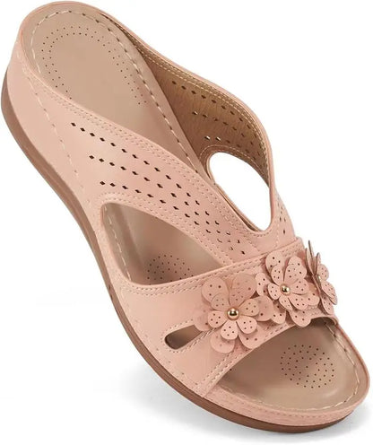 High Quality Women's Simple Shoes Summer Retro Roman Sandals Women Casual Flower Wedge Sandals Slippers Women Platform Slippers