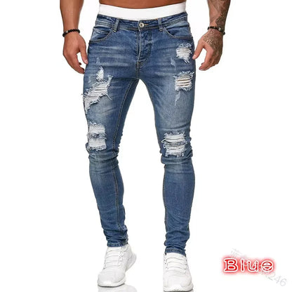 Mens Jeans Casual Skinny Pants Stretch Denim Trousers Male Slim Fit Straight Pants Fashion Jeans Soild Pencil Pants Man Clothing