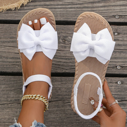 New Summer Lightweight Sandals Fashion Beach Casual Slippers Outdoor Bow Tie Flat Shoes Home Slides Women