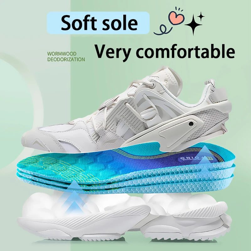 4Pcs men women Breathable sports insoles summertime Odor Control Insole Elastic Shock Absorbing Sole Outdoor Running Insole