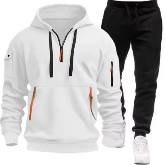 New Men Autumn Winter Sets Zipper Hoodie Pants Pieces Casual Tracksuit Male Sportswear Brand Clothing Sweatsuit