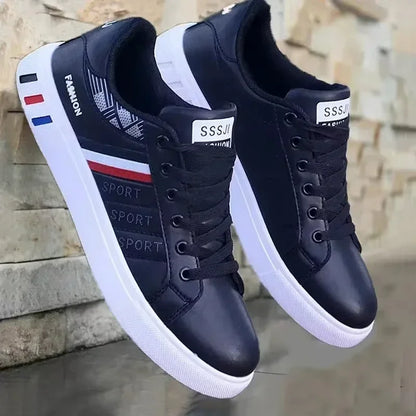 Men's Sneakers White Casual Shoes Lightweight Breathable Flats Fashion Lace-up Vulcanized Shoes Non Slip Outdoor Men Shoes Tenis