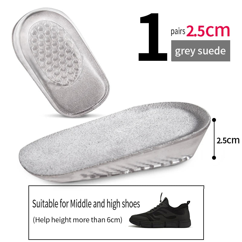 Silicone Gel Invisible Height Increase Insole Heel Lifting Inserts Shoe Foot Care Protector Elastic Cushion Insert for Men Women