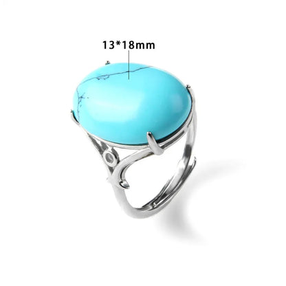 Rose Quartzs Rings Natural Stone Labradourites Beads Rings Silver Color Rings Party Wedding Anniversary Engagement Gifts Jewelry