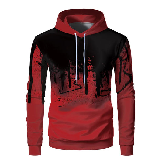 Gradient Print Men's Pullover Hooded Sweatshirt Spring Autumn Daily Fitness Sportswear Fashion Casual Hoodies Loose Clothing