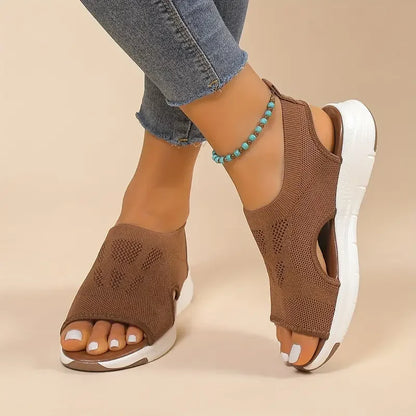 New Summer Fashion Comfortable Round Toe Thick Sole Solid Color Casual Sports Shoes Mesh Breathable Open-toe Sandals for Women