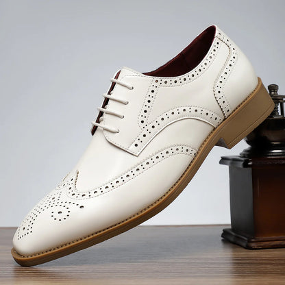 Men's Dress Shoes Fashion Pointed Business Dress Shoe Classics Brogue Shoes Lace Up Oxford Footwear Luxury Wedding Shoes for Men