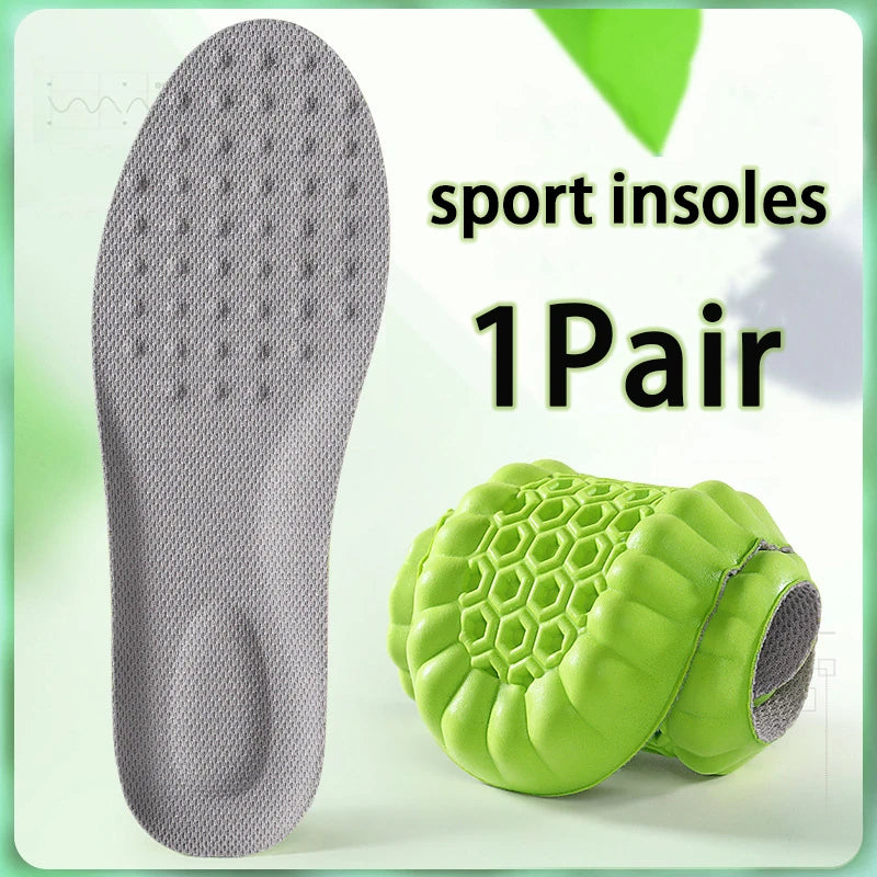 1pair soft breathable insoles Men's outdoor sports running insoles Elastic shock-absorbing sole Arch support comfort insole