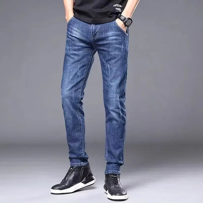 High Quality Brand Men's Fashion Narrow Leg Casual Jeans Basic Vintage Skinny Pants New Straight Leg Outside Denim Trousers Male