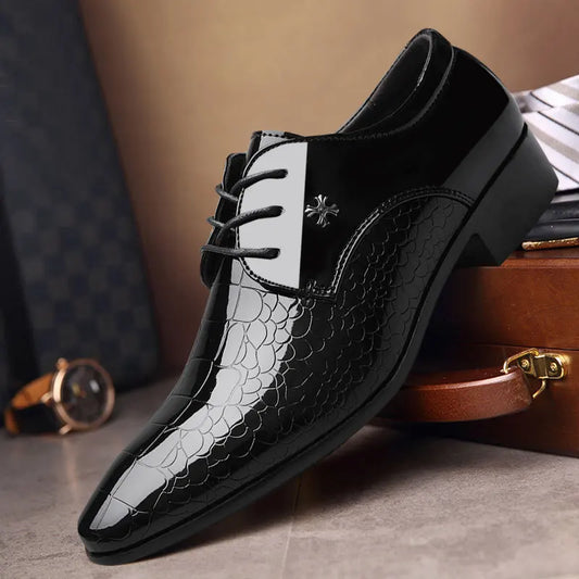 Luxury Men's Business Leather Shoes Black Formal Shoes Plus Size 38-49 Mens Wedding Shoe Lace Up Trend Shoes for Men Spring New