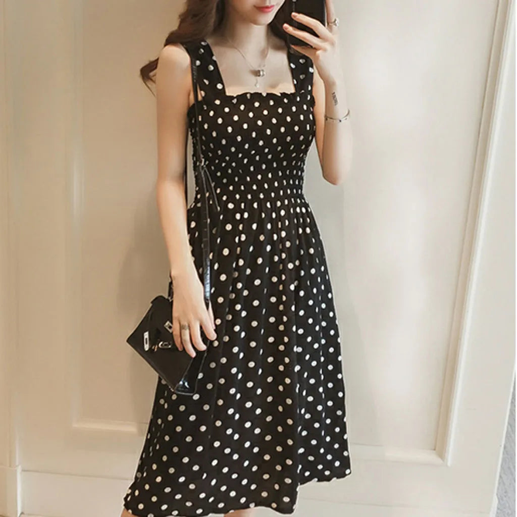 Sexy Off Shoulder Polka Dots Midi Dress Women 2024 Summer Casual High Waist Elegant Office Laides Dresses For Women